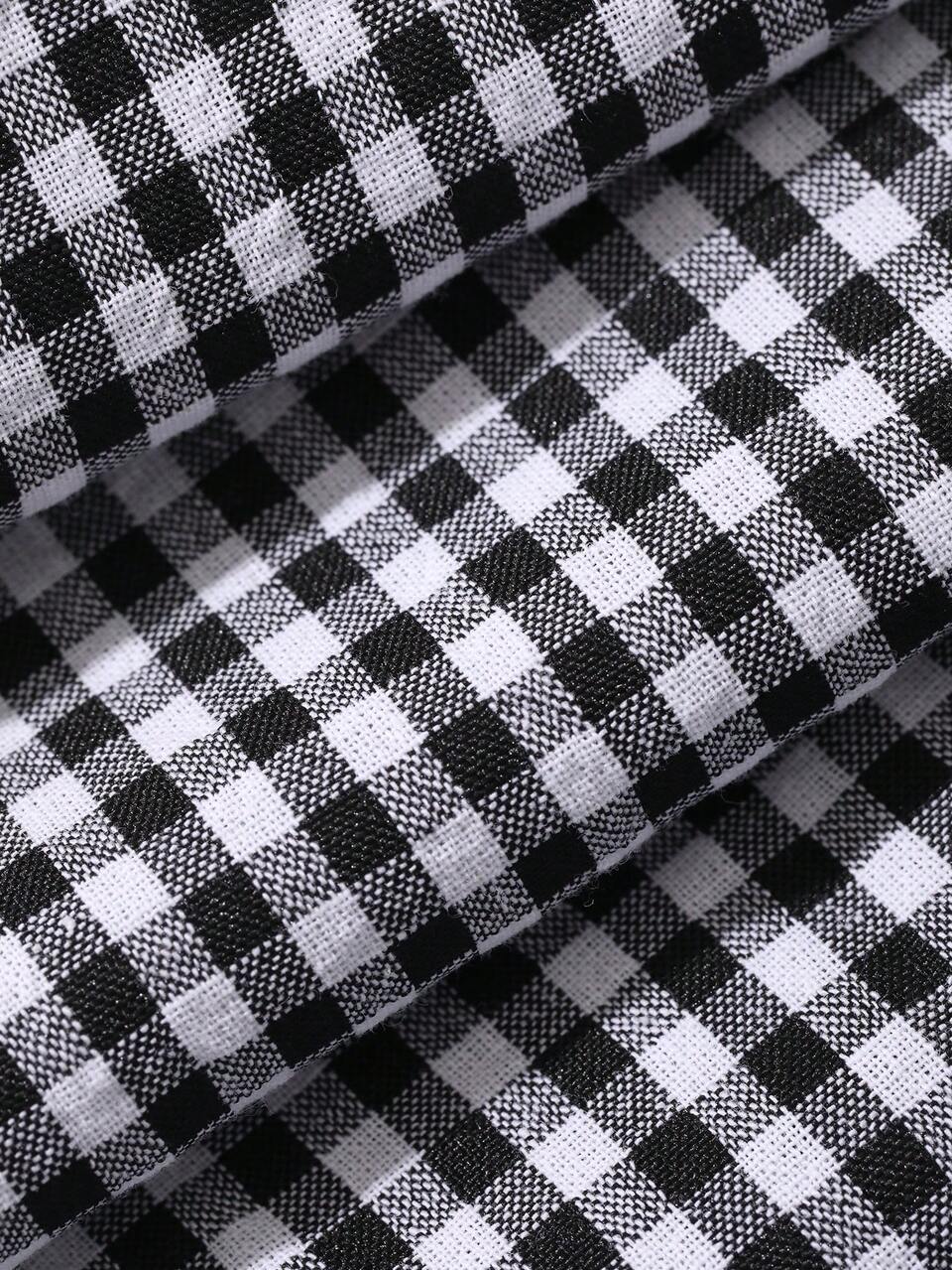 Dazy Plus Fashion Plaid Elastic Waist Loose Lantern Pants With Tapered Hem, Cropped Length Casual Spring Summer Autumn New Arrival