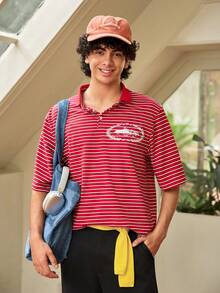Whitmere Men's Summer Thin Striped Half-Placket Short Sleeve Casual Polo Shirt - Multicolor - View 4