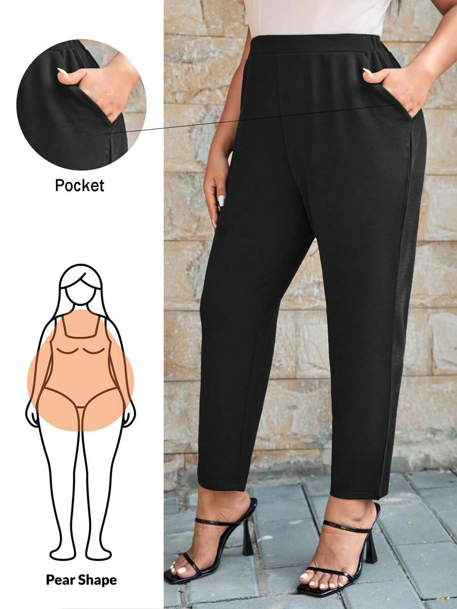 Shapeblank Pantalones zanahoria con bolsillo oblicuo - Negro - Ver 1