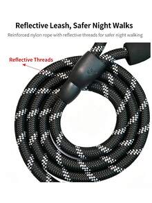 1Pc Reflective Nylon Round Dog Leash, Soft Foam Padded Handle Anti-Pull Walking Lead, Multi Color Pet Training Rope For Medium Large Dogs - Multicolor - View 8