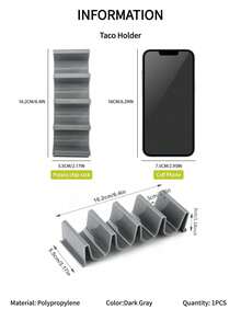 SHEIN Basic living 1pc Mini Taco Holder, PP Plastic Material, Dishwasher Washable, Perfect Choice For Home Dinners & Parties - Dark Grey - View 5