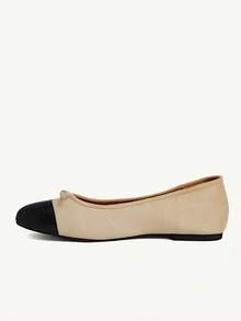 CUCCOO CHICEST Spring And Summer New Suede Color Matching Bow Round Toe Mary Jane Women Flat Shoes Khaki Splicing Black Fashion Retro Commuter Party - Khaki - View 5