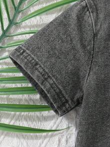 SHEIN 男婴针织牛仔宽松上衣和短裤两件套，蓝色 - 淺灰色 - 查看 5