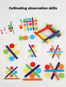 MINKOJA Wooden Color Stick & Circle Matching Puzzle Game, Kids Spatial Thinking Brain Training Toy With Challenge Flash Cards, Fine Motor Color Recognition Educational Toy For Toddlers 3 Years+ - Multicolor - View 4
