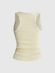 ROMWE Avant Women's Plus Size Vintage New Chinese Style Leopard Print Chinese & English Text Tank Top - Yellow - View 3