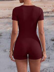 Slayform Slayform Mono de yoga sin costuras con canalé y alta elasticidad - Burdeos - Ver 2