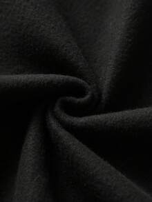 ROMWE MEN Men's Dark Rhinestone Gothic Letter & Wing Print Loose Fit Open Front Plush Hooded Sweatshirt - Black - View 6