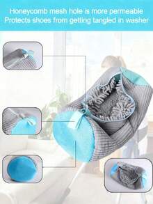 1PC Semi Closed Shoe Washing Bag - Specialized Portable Machine Washable Mesh Laundry Bag For Travel, Prevents Shoe Deformation In Washer Dryer - Multicolor - View 6