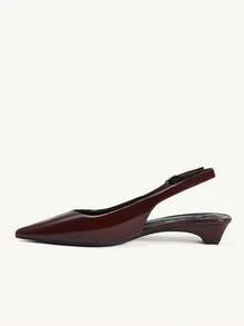CUCCOO CHICEST Women Shoes Multi-Color Patent Leather Pointed Toe Low Heel Back Strap Sandals Light Commuter Style Four Seasons Suitable For Workplace Dating Daily - Brown - View 4