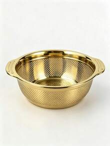 A Set Of Golden Practical Stainless Steel Drainage Baskets, Suitable For Kitchen Rice Washing Strainers, Dish Sinks, Funnel Basins, Soup Basins, With Thickened Stainless Steel. High-Quality Material, Anti-Corrosion And Rust-Proof, Good Storage. - Golden Drain Net - View 9