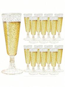 20/10PCS 150ml Reusable Champagne Glasses, Suitable For Parties, Gatherings, Cold Drinks, Birthdays, Valentine'S Day, Weddings, And Large Events - Multicolor - View 7