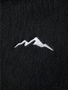 Manfinity Homme 男士山脈刺繡長袖拉鍊設計保暖休閒套頭運動衫 - 黑色 - 查看 5
