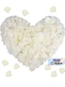 100/500/1000/2000pcs Artificial Silk Rose Petals Decor, Black, Suitable For Wedding, Party, Halloween Decoration, Gift Box Filler, Romantic Rose, Proposal And More Occasions - milky white - View 1