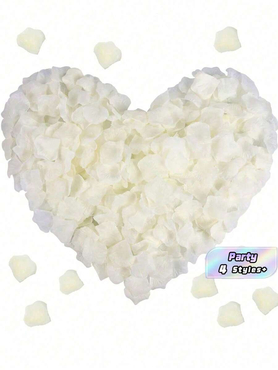 100/500/1000/2000pcs Artificial Silk Rose Petals Decor, Black, Suitable For Wedding, Party, Halloween Decoration, Gift Box Filler, Romantic Rose, Proposal And More Occasions - milky white - View 1