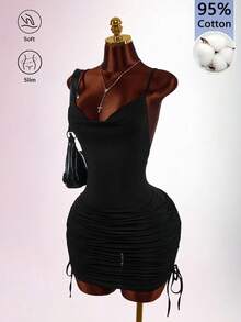 Amplova Sexy Women's Mini Dress Low Cut Backless Nightclub Party Club Night Out Street Style Black Summer - Black - View 4