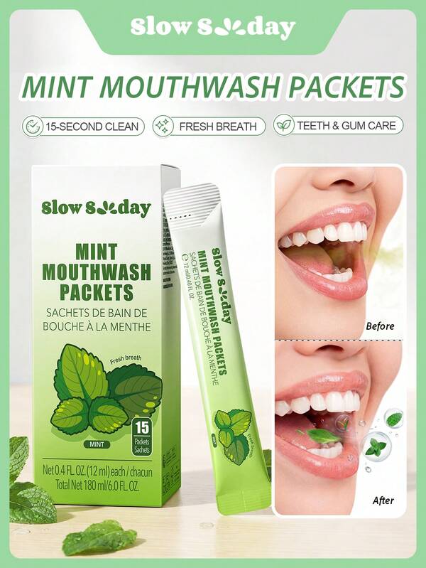 Paquetes de enjuague bucal Slow Sunday Menta, spray refrescante bucal con sabor a menta y frutas, ideal para refrescar el aliento al instante, buena opción para vacaciones, playa, artículos esenciales de viaje, adecuado para el cuidado oral de verano