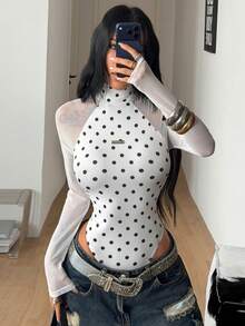 Coolane 女款春夏音樂節派對透氣網紗彈性連身衣，情人節 - 白色 - 查看 2