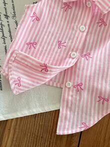 SHEIN LMoss Kids 女婴花卉印花休闲梭织衬衫，夏季 - 彩色 - 查看 4