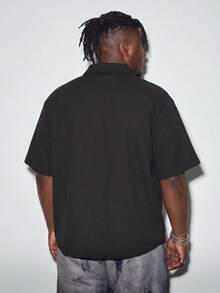 Modcrash Plus Size Men's Solid Color Short Sleeve Single-Breasted Casual Pocket Shirt - View 3