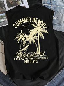 Manfinity Joysei Men's Tropical Print Black Wide Shoulder Tank Top - Black - View 1