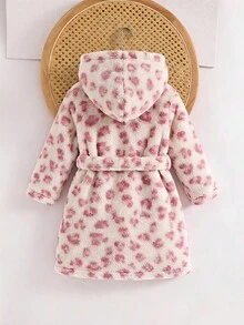 LMoss Kids 女童全印花長袖連帽居家睡袍，秋冬款，貼身剪裁 - 彩色 - 查看 2
