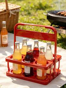 Foldable Drink Beer Carrier, Portable 6-Bottle Beer Holder Organizer, Multipurpose Storage Basket For Coffee, Milk, Tea, Ideal For Daily Use, Party Supplies And Must-Have Accessory For Beer Festivals - Multicolor - View 12