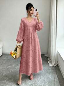 Yasmyna Spring/Summer V-Neck Light Pink Floral Print Dress - Pink - View 3