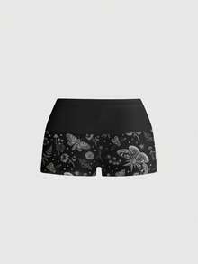 ROMWE Set 2 Potong Motif Bunga, Pastoral, Lucu, Patchwork, Seksi, Hot Girl, Wanita Imut - Hitam - View 6