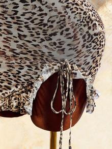 Amplova Women's Leopard Print Mini Dress With Cheongsam Collar - Multicolor - View 10