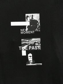Modcrash Kaos Kasual Pria Ukuran Besar dengan Motif Grafis Sederhana, Leher Bulat, Lengan Pendek, Mudah Dipadukan, Hadiah Terbaik untuk Teman - Hitam - View 9