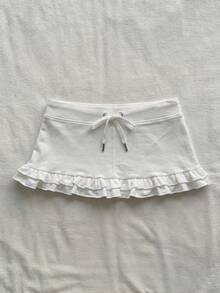 Attitoon 女款休閒超低腰貼身裙，Y2K風格，夏季 - 白色 - 查看 6