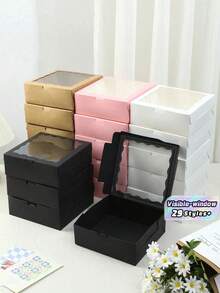 2/5pcs/10PCS/20pcs White/Pink/Black/Brown Gift Box With Transparent Windows - Perfect For Christmas Party Gifts, Wedding Souvenirs And Hand-Written, Sturdy Cartons For Display | Transparent Window Design | Durable Gift Box, Gift Box - multicolor - View 2