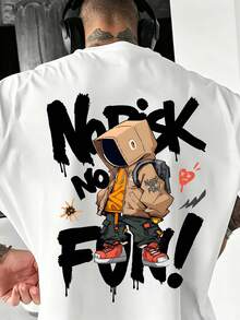 Manfinity Dauomo Men's Casual Cartoon Print T-Shirt, Summer - Multicolor - View 1