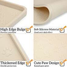 1pc Silicone Paw Detail Pet Placemat - Waterproof And Non-Slip For Daily Feeding, Food And Water Bowl Protection, Prevents Spills And Stains; Perfect For Home Use, Travel, Holiday Gatherings, Festive Parties, - Beige - View 6