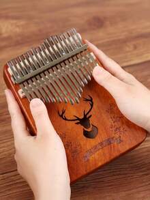 1PC 17 Key Ergonomic Kalimba Thumb Piano Mahogany Mineral Steel Material Easy Learn Play Mbira With Engraved Notes Tuning Hammer For Beginner Professional Perfect Gift Home Office Decor - Multicolor - View 5
