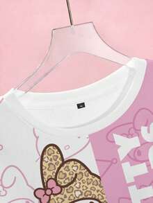 HELLO KITTY AND FRIENDS | SHEIN Plus Size Colorblock Patchwork Cartoon Print Crew Neck Sweatshirt Fall - White - View 3