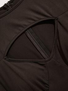 SOLERSUN Ladies' Plus Size Elegant Sexy Party Going Out Night Chest Hollow Short Sleeved Hanging Jumpsuit Chocolate Brown Summer - Brown - View 10
