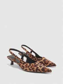 CUCCOO BIZCHIC French Pointed Slouchy Wind Suede Leopard Print Rear Empty Sandals Women's Summer New Outer Wear Kitten And Commuter Date - leopard print - View 6