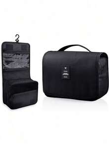 1 pieza Bolsa de maquillaje colgante multifuncional, bolsa de almacenamiento, gran capacidad, fácil de transportar, regalo navideño, vibraciones bohemias - Negro - Ver 11