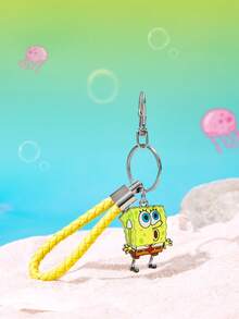 SpongeBob SquarePants | SHEIN 1PC Yellow Leather Braided Rope Keychain Car Key Chain Bag Pendant - Multicolor - View 2