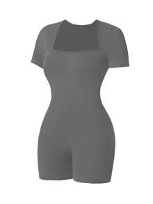 Slayform Slayform Mono deportivo de yoga sin costuras con acanalado y alta elasticidad - Gris Claro - Ver 4