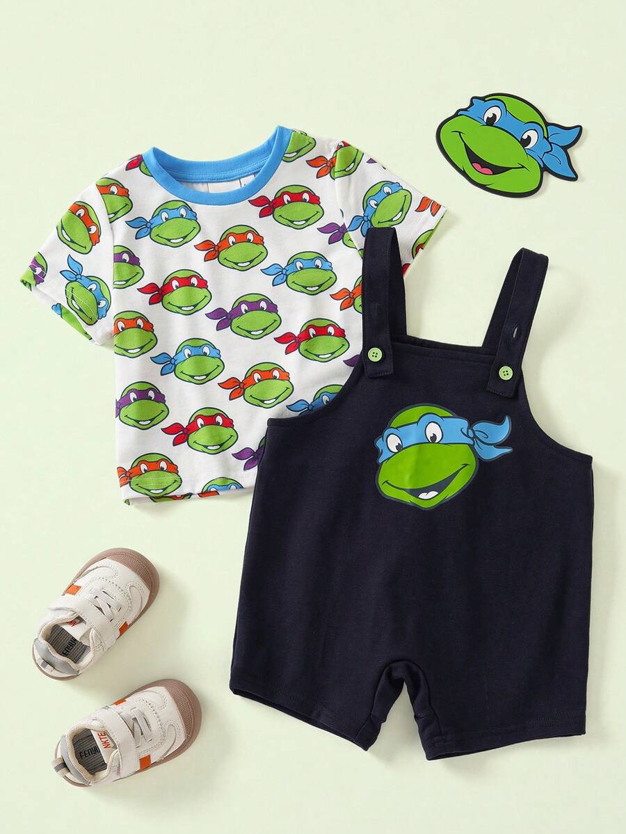 TEENAGE MUTANT NINJA TURTLES | SHEIN 男嬰圓領短袖T恤與吊帶短褲套裝 Teen MUTANT TURTLES - 彩色 - 查看 1