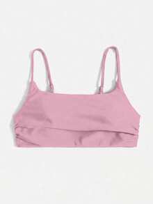 Swim Basics Top de bikini de unicolor con fruncido para mujer, verano y playa - Multicolor - Ver 5