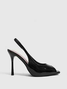 CUCCOO SZL Spring And Summer New Square Toe Rear Strap Stiletto Temperament Commuter Sandals - Black - View 2