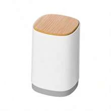 Retractable Pop Up Toothpick Holder With Bamboo Lid, Multi Compartment Toothpick Dispenser Storage Organizer, Portable Auto Toothpick Case Container For Kitchen Countertop Dining Table, Grey & White - View 11