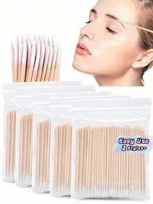 700/1000Pcs Wooden Mini Mascara Wands, Lint-Free Eyelash Extension Tools, Multipurpose Mini Makeup Brushes For Lash Remover, Eyebrow Brush & Eyeshadow Application - Multicolor - View 1