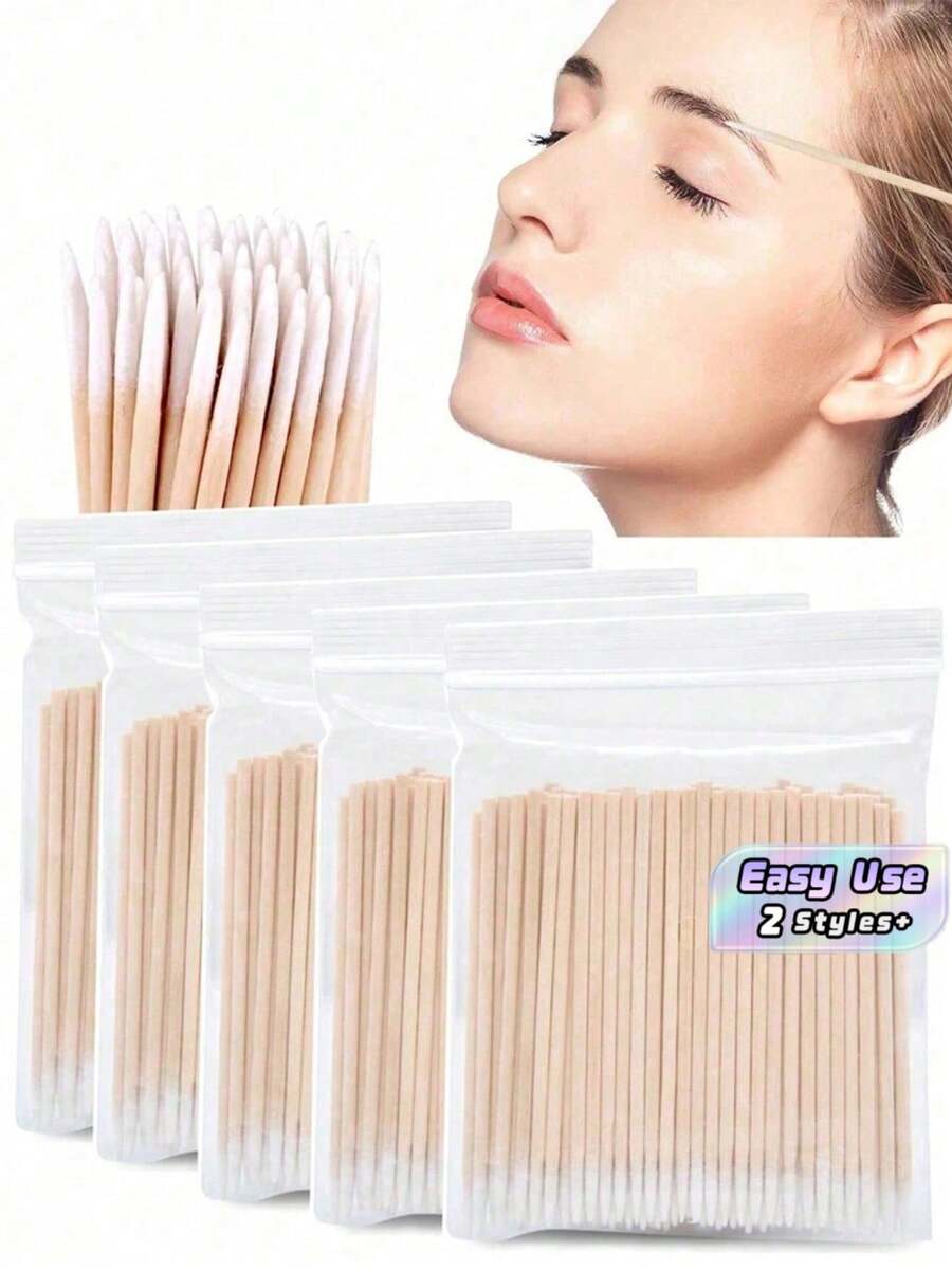 700/1000Pcs Wooden Mini Mascara Wands, Lint-Free Eyelash Extension Tools, Multipurpose Mini Makeup Brushes For Lash Remover, Eyebrow Brush & Eyeshadow Application - Multicolor - View 1