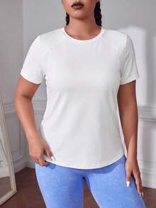 SHEIN Velisys 2pcs Casual Versatile Plus Size Short Sleeve Line Design Sports T-Shirt Set - Multicolor - View 5