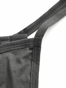 Ocili 7件套舒适纯棉极简比基尼内裤套装 - 深灰色 - 查看 5