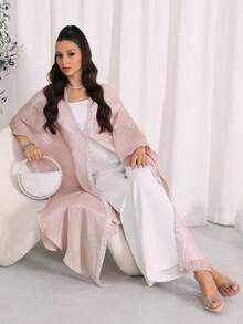 Al Najma Women's Vintage Modest Normal Loose Elegant Long Arabic Abaya Wedding Summer - Khaki - View 7